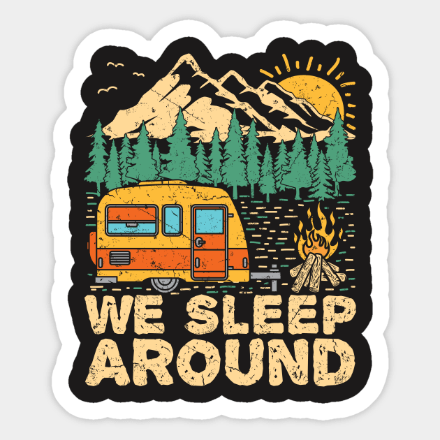 We Sleep Funny Camping T-shirt Sticker by redbarron